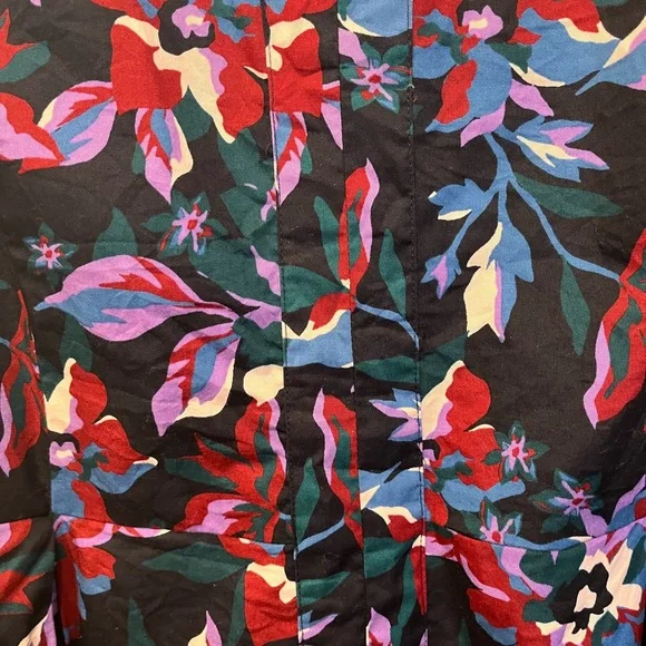 Free Assembly Dark Floral Maxi Midi Dress Cotton Pockets Size XL 16-18 - Picture 3 of 10